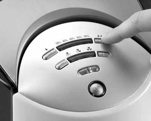 Then slowly turn the humidistat knob counterclockwise until the humidifier shuts off. The desired humidity light will illuminate.