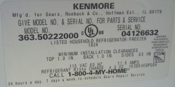 Your fridge may have a MFG date or a Manufactured On date, like the label to the left. Please include this date.