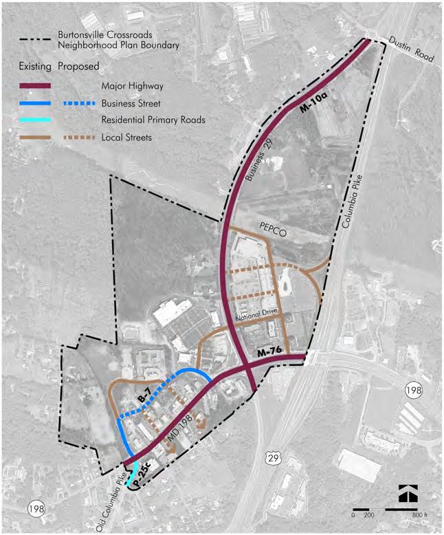 Map 24: Roadway Classifications Street and Highway Classifications The access road, the local street grid, Business 29 (M10a), the sidewalks, the bikeways, and the trails will create a connected
