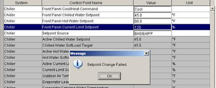 Change out of range If the value entered is not valid, an error message will display and the change will not occur. Figure 60.