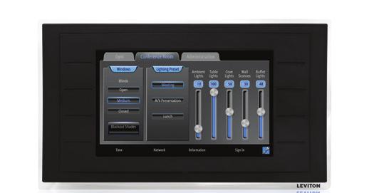 Leviton Non-Residential Solutions for IECC Sapphire Architectural Lighting Controls Modern touchscreen user interface integrates with multiple