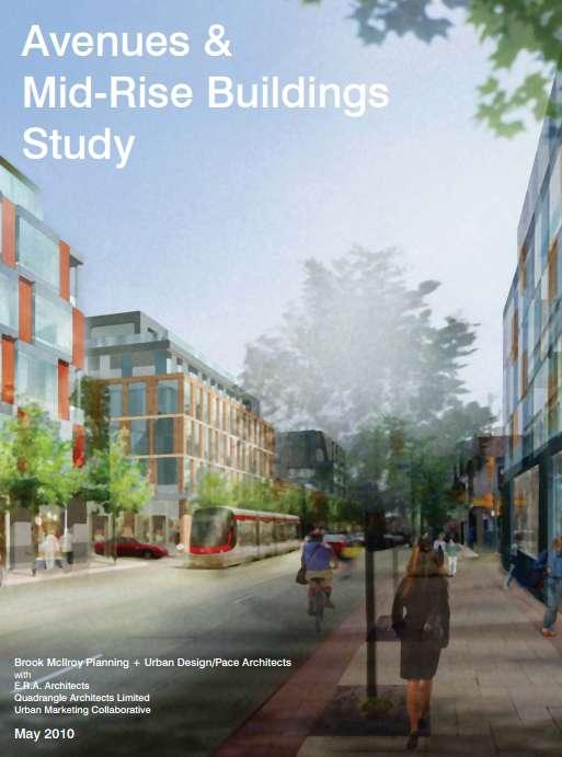 mid-rise buildings transition to lower-scaled buildings and neighbourhoods