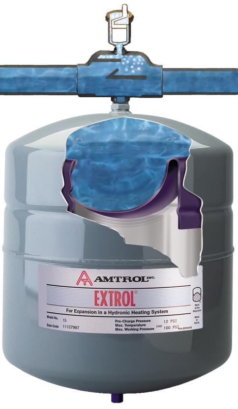 The Extrol System AMTROL Extrol System Advantages AMTROL American Air Vent Model 700-C eliminates system air Provides separation of system water from air cushion Controls system pressure Butyl