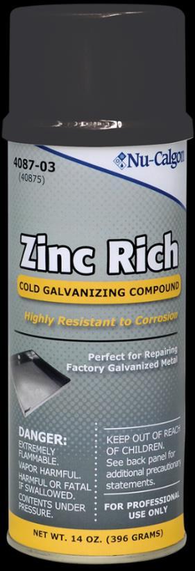 Zinc Rich Cold Galvanizing Highly resistant to nearly all forms of corrosion Repair factory galvanized material which may have