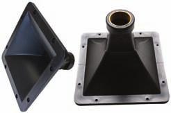 Audio/Video - Speaker Components ABS Horn Lens Highly directional threaded horn lens, for enclosures or PA use Features: Throat diameter: 3 8" Outside frame: 7.2" x 7.2" Mounting depth: 4.