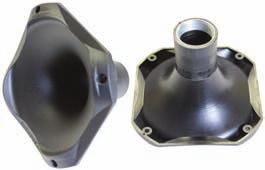99 ABS Horn Lens Metal-threaded horn lens, ideal for enclosurerepair or new speaker construction. Features: Throat diameter: 3 8" Outside frame: 5.7" x 5.7" Mounting depth: 3.