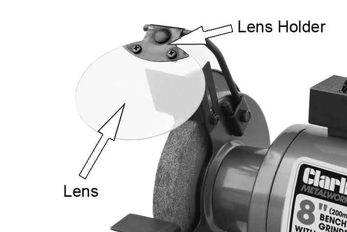 Fit the lens to the lens holder as shown. NOTE: One of the lenes has a manifying window. 3.