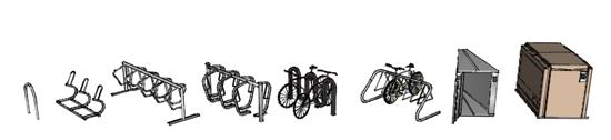 a. The bicycle frame and one wheel can be locked to the rack with a high security, U-shaped lock with both wheels left on the bicycle (designs that only allow one locking point at the wheel cannot be