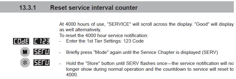Reset service interval