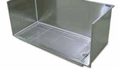 Standard Sloping Drop-In Tubs Constructed of 16 gauge type 304 stainless steel Tub slopes from 3 D to 4 D at drain to provide positive drainage Recessed grate guide allows