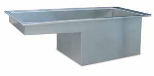 Patent #6,279,510 17 Deep Split-Level Drop-In Tub Constructed of 16 gauge type 304 stainless steel Recessed grate guide allows grate to set flush with the top to provide an