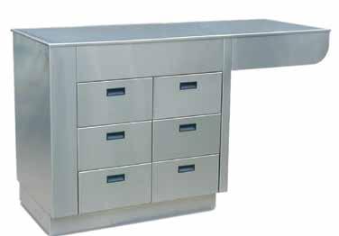 Six Drawer Exam Cabinet All stainless, heavy duty 18 gauge construction provides for long-lasting durability Overall dimensions: 60 1/2 L x 24 3/4 W x 36 H Pullout drawer pans remove easily for