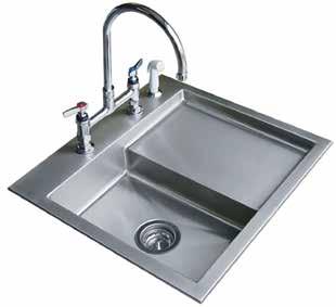 Fecal Station 33 x 21 1/2 overall 15 L x 15 W x 9 1/2 D Clean sink 6 L x 15 W x 5 D Fecal sink with 6 L x 15 W drain board Constructed of 16 gauge type 304 stainless steel Faucet