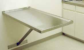 Exam top constructed of 18 gauge stainless steel Raised marine edge contains spills on work surface #400-23: 20 x 45 End mount - fold up to store & down to use #400-23 #400-24