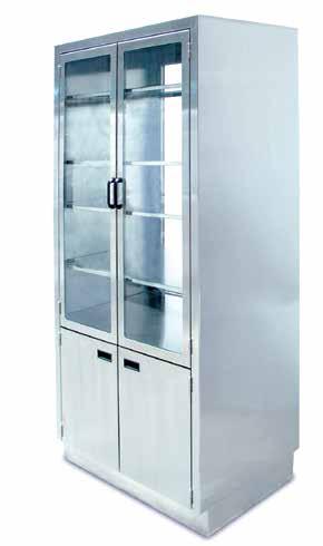 Pass-Thru Medical Cabinet Constructed of 18 gauge 304 stainless steel and 1/4 tempered glass Upper &