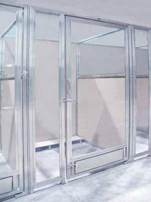 1 1/4 stainless steel tubing frame is miter cut to create a pleasing aesthetic (Miter-diagonally joined at the corner) 1/4 tempered glass doors, great for noise control & provides an open boarding
