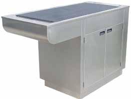 #100-80 Two Door Cabinet with Water-Flo System Cabinet constructed of 18 gauge type 304 stainless steel 16 gauge tub slopes from 3 D to 4 D at drain to provide positive drainage Radius knee space