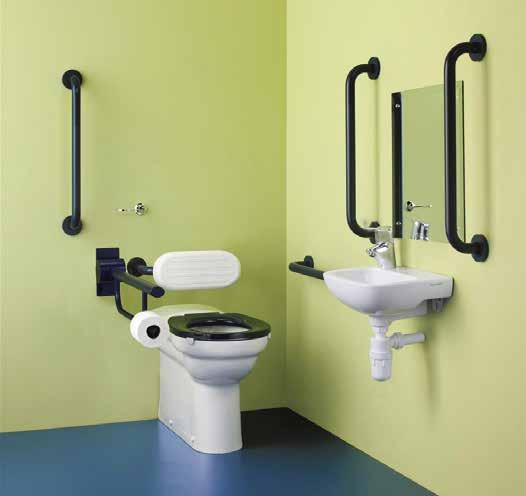 Repair, Maintenance and Improvement Commercial Plumbing Solutions CONTOUR 21 Doc M Back-To-Wall Pack with Blue Rails Right Handed B97371 S6969LI Delivered in one box LABC approved BS8300 compliant