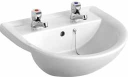 Plumb Center PROFILE 21 50cm Semi-Countertop Basin with Overflow - One Taphole J23353 S249201 500 Commercial and domestic use Business & Leisure Basins 410 420 260 30 265 200 165 holes for securing