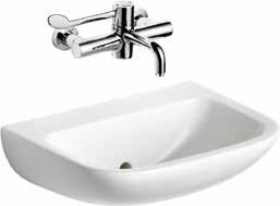 Basins CONTOUR 21 50cm Basin with Back Outlet, No Overflow Or Chain Hole - No Tapholes B97324 S215401 500 400 270 425 Commercial, hospital and Healthcare use Designed for ducted panel services