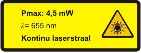 Explanatory Label Symbol (International): " Visible and invisible laser radiation" including the standard which was used for the classification of the laser.