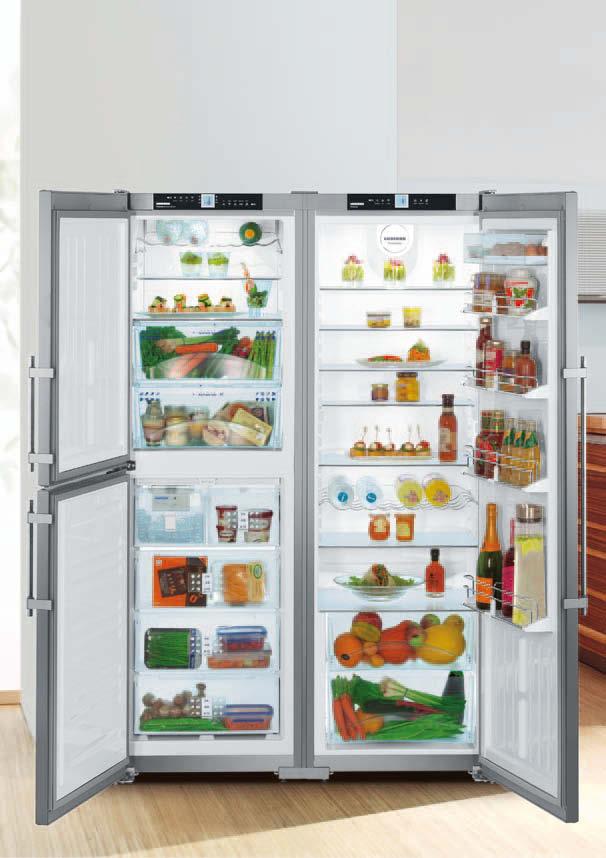 Side-by-Side fridge-freezer SBSes 75 11 Net capacity Fridge compartment 576 / 56 litre 171 / 155 litre 150 / 115 litre Energy consumption year / hrs Exterior dimensions in cm (h / w / d) Door Side