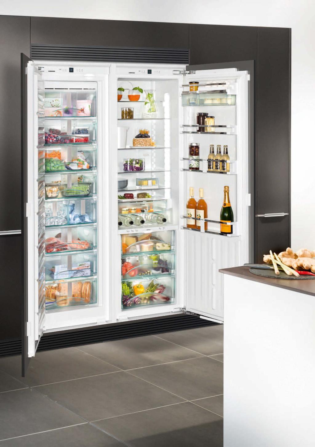 Low energy integrated appliance: SBS 70I Built-in Liebherr s SBS 70I Side-by-Side unit comprise of a fully integrated refrigerator with BioFresh and a fully integrated freezer with IceMaker is the
