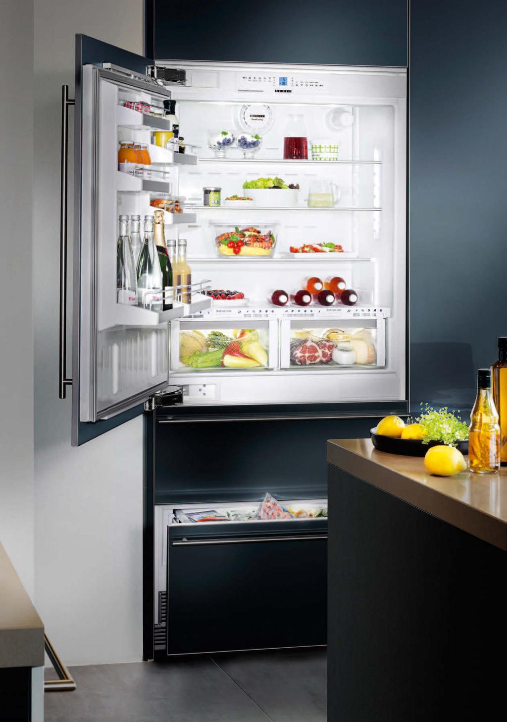 Extra-wide BioFresh food storage centre: ECBN 6156 Built-in The 91-cm-wide, built-in BioFresh fridge-freezer is a real eyecatcher!