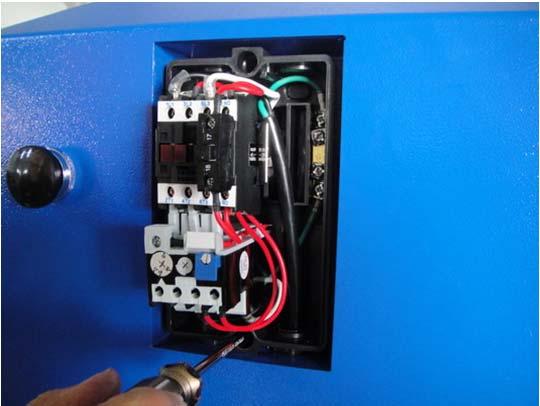 13. Look for the motor junction box. 10. Fix the white plastic cover of the contactor. Put the control switch in position. Lock the upper and lower screws. Put back the switch cover. 14.
