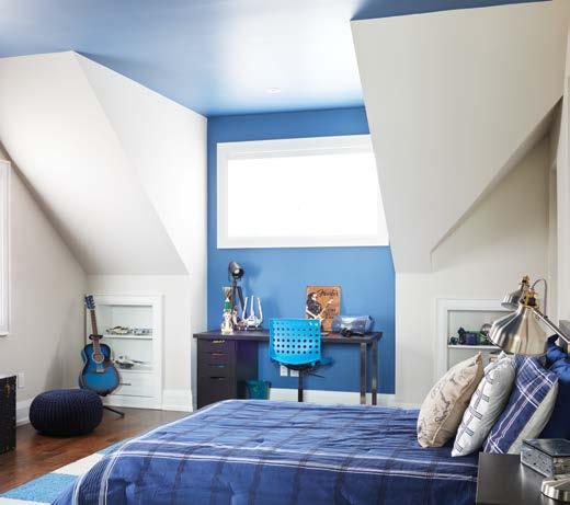 TOP RIGHT: Bold blue livens up a teen boy s bedroom. BOTTOM RIGHT: Beautiful teal is a lovely transitional colour for a growing girl.