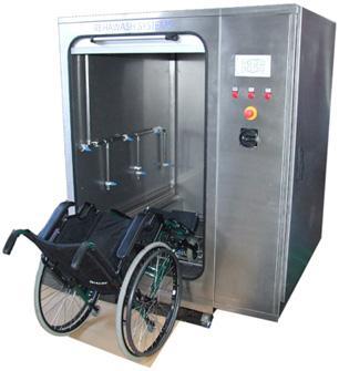 Wheelchair Washer Contaminated surfaces that are not killed by a simple wipe-down using Virox/Oxivir wipes or the Hospital Grade Disinfectant, will be cleaned by EVS and tagged.