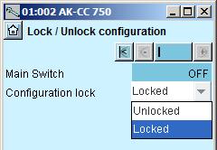 Select Configuration lock Press the blue field with the text Locked The controller can only be configured when it is unlocked. It can only be adjusted when it is locked.
