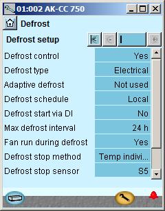 Configuration - continued Definition of defrost functions 1. Go to Configuration menu Note!