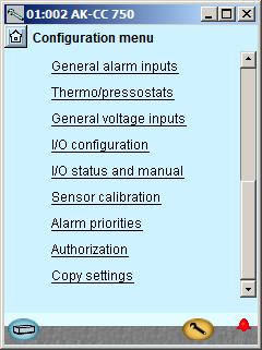 Configuration - continued Configuration of inputs and outputs 1. Go to Configuration menu 2. Select I/O configuration The following displays will depend on the earlier definitions.