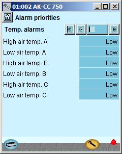 All alarms that can occur can be set for a given order of priority: High is the most important one Log only has lowest priority Disconnected gives no action The interdependence between setting and