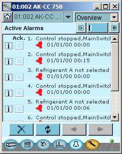 First start of control Check alarms 1. Go to the overview Press the blue overview button at the bottom left of the display. 2.