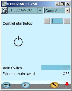 First start of control - continued Start the control 1. Go to Start/Stop display Press the blue manual control button at the bottom of the display. 2.