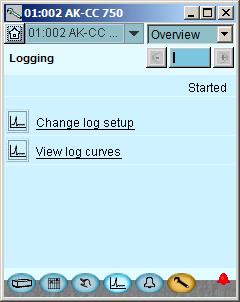 Setup logs 1. Go to the overview Press the blue overview button with the log symbol. 2. Log display The top line gives access to definition of new logs and to changes of already established logs.