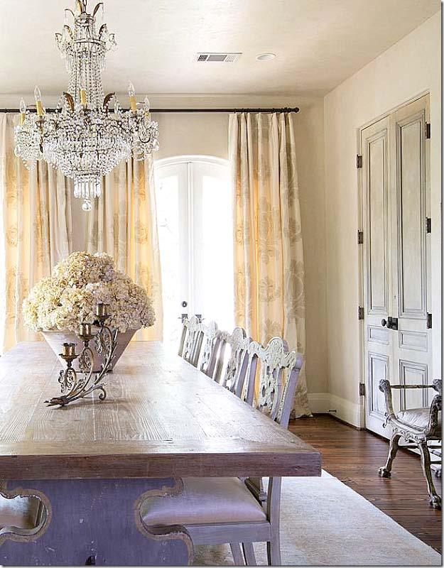 And the dining room today decorated by Nicole Zarr. Stunning! I love this room so much. First, the charming dining room table with its carved wood base and painted chairs is fabulous.