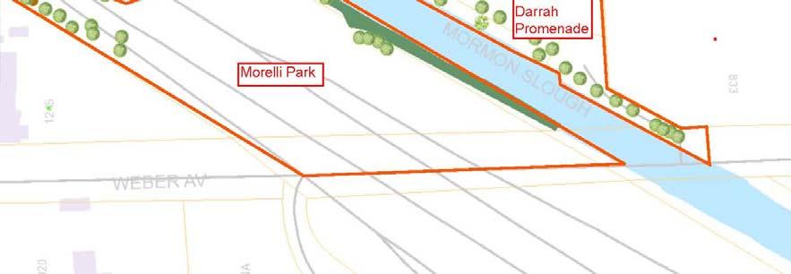 West end of JOAN DARRAH PROMENADE MORELLI PARK maintenance includes all turf, bare soil and