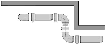 The internal trim should be fitted to the flue pipe before connection of the 90º bend.