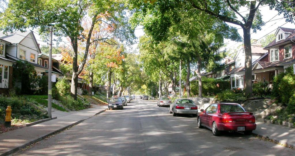 Streetscape Classification System Example: a typical local residential street that is not part of the Manual, but includes generous sidewalks and a mature tree canopy While the Manual does not