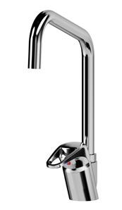 HJUVIK kitchen mixer tap with handspray. Single lever. High spout which is practical when washing up big pots and pans.