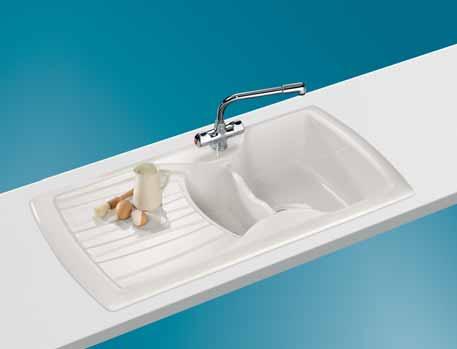 Professional COK 611 Ceramic Available in both Gloss White and Eggshell Oatmeal this heavy duty reversible* sink fits into most schemes.