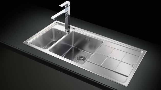 KE KE sinks feature clear-cut, distinctive designs: a handy raised-edge drainer and large, spacious bowls (200