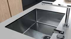 Spacious bowls Thanks to the pioneering manufacturing technology used, all the bowls in Foster sinks provide a generous depth (even the single-moulded versions, i.e. formed from a single sheet of steel).