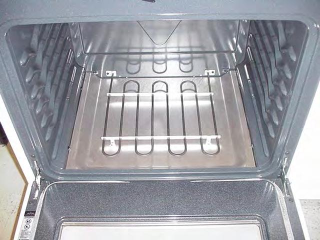 When the oven bottom is removed, the element can be serviced in the