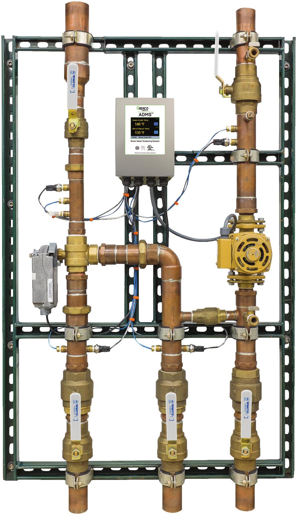 AERCO Digital Mixing Station Mixed Water Outlet Return High-speed actuator provides temperature stabilization within ±2ºF in accordance with ASSE 1017.