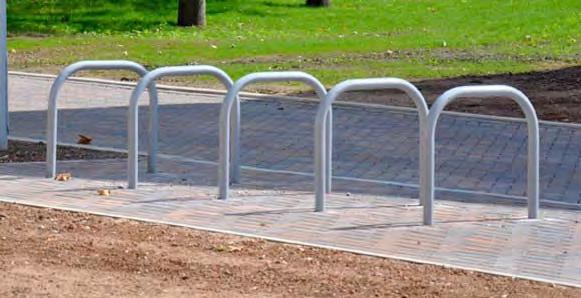 Decorative bike racks can add character to the Saginaw Street Corridor and supplement