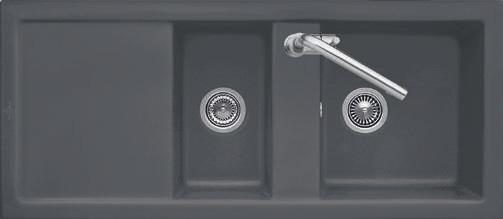 SUBWAY 80 The sink is reversible For surface-mounted installation Minimum width of undersink cabinet: 80 cm 2 basins, closable Registered design BUILT-IN SINKS Ref.